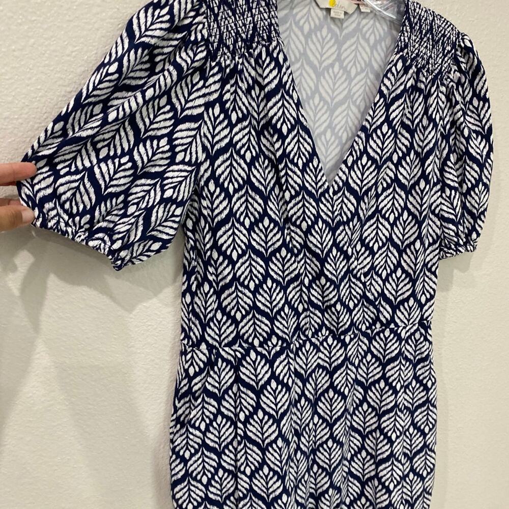 Boden Navy and White Leaf-Print Jumpsuit - Picture 5 of 9
